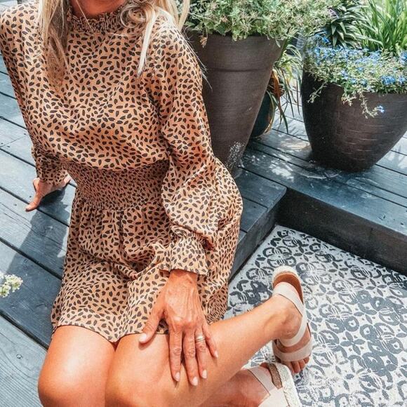 Adorn Boutique Leopard Print Dress - Size Medium - Picture 1 of 7